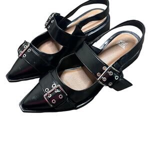 WILD FABLE Peyton Double Buckle Slingback Flats Black
